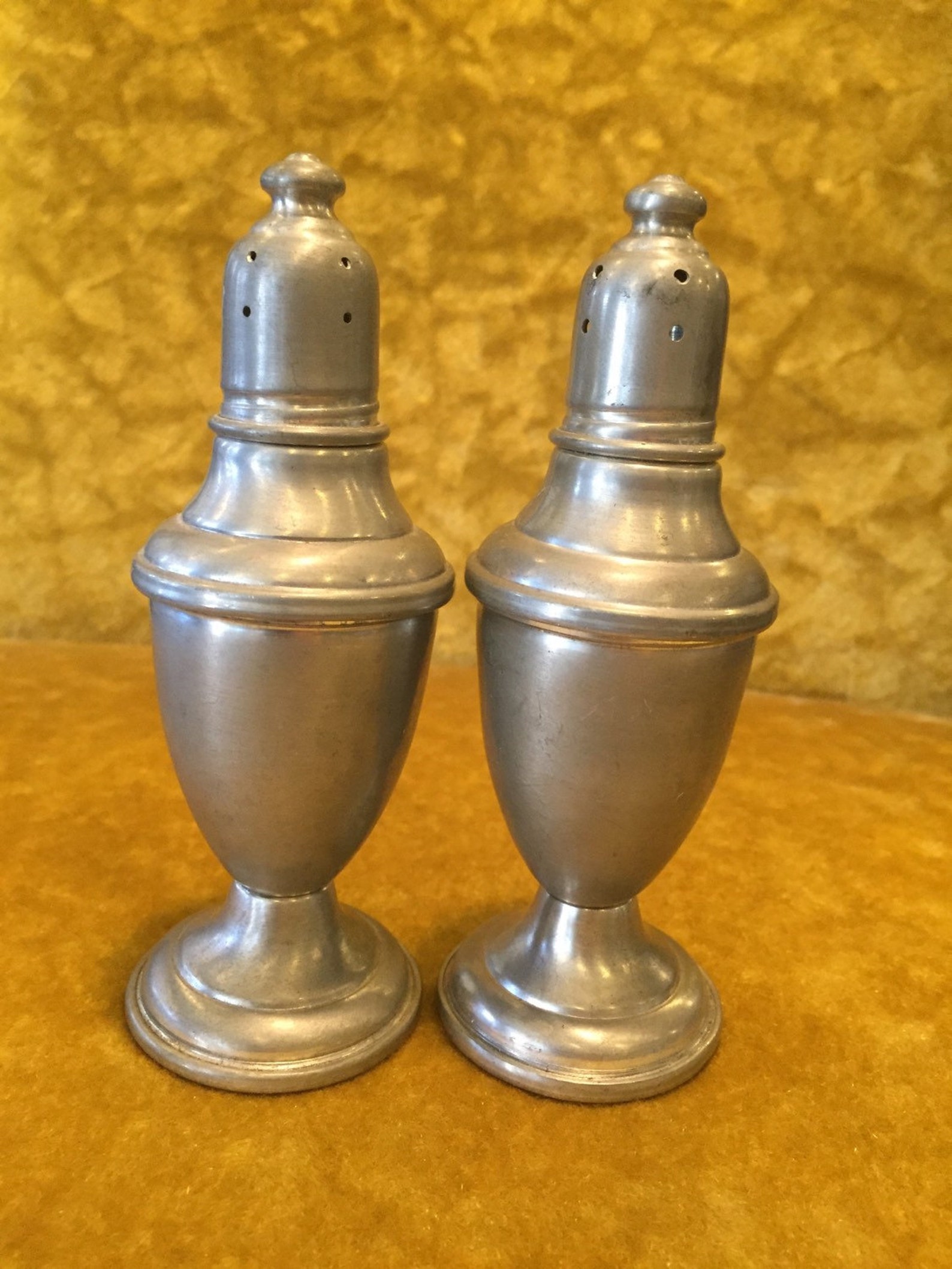 Pewter Glasslined Salt and Pepper Shakers Etsy