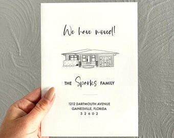 Personalized Moving Announcement | Custom House Illustration Card | Change of Address | New House Moving Announcement | New Address Card