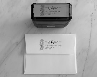 Monstera Address Stamp | Personalized Return Address Stamp | Greenery House Stamp | Calligraphy Address Stamp