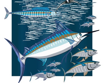 Marlin Double Graphic Art Giclee Print