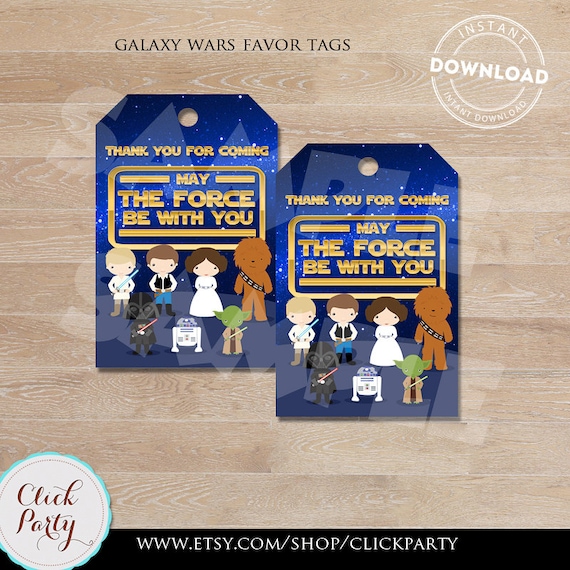 Galaxy Wars Favor Tags Star Wars Thank You Tags Gift Favors Etsy