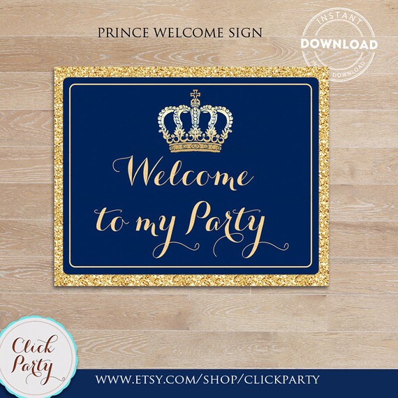 Prince Welcome Sign Royal Blue And Gold Sign Door Sign Etsy