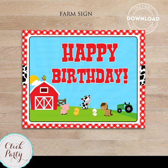 Farm Happy Birthday Sign Barn Party Sign Door Sign Old Mc Etsy