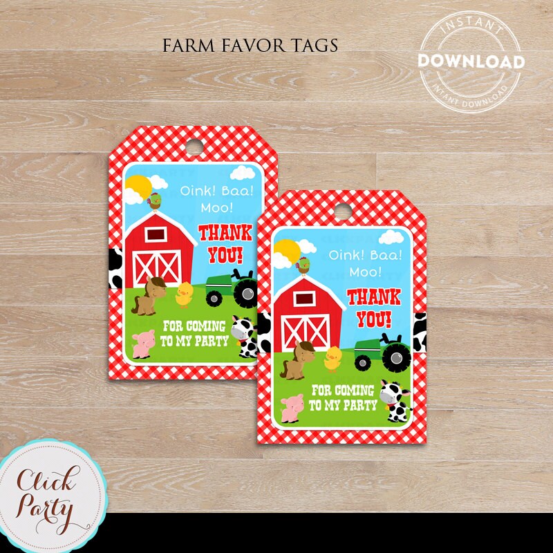 Farm Favor tags Barn Party barnyard animals Old Mc Donald Etsy