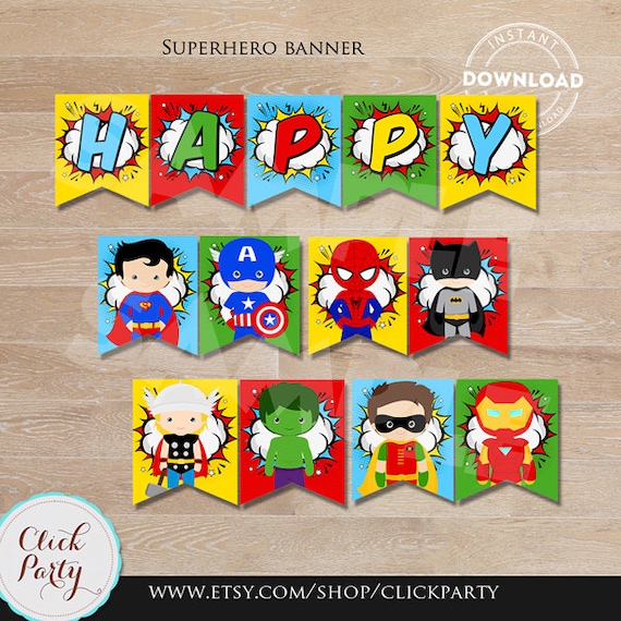 Superhero Banner Super Hero Birthday Banner Superheroes Birthday