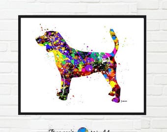 Lámina artística de acuarela de Beagle: Decoración colorida para perros (Descarga digital) Arte de pared