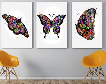 Watercolor Butterfly Print Set: Colorful Dorm Art (Digital Download)