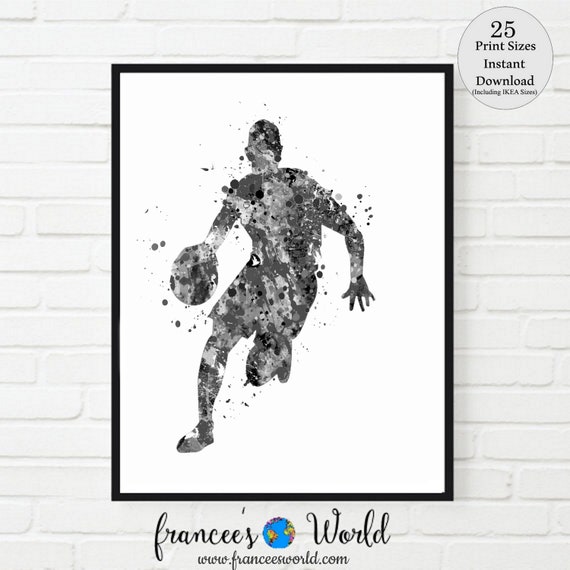 Basketball black and white art PRINTABLE Basketball Art, Boy Basketball print, male Basketball