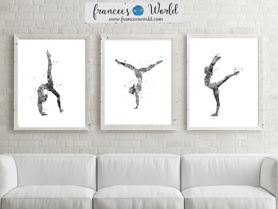 Gymnastics Gift Prints black and white,Gymnast Watercolor,Gymnastics ...