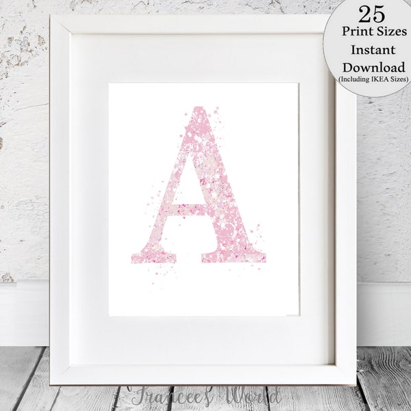 Pink Letter A Wall Decor, Letter Art, Letter A Print, Letter A Poster, Letter A Watercolor, Letter A Sign, Letter A Monogram, Girl Nursery