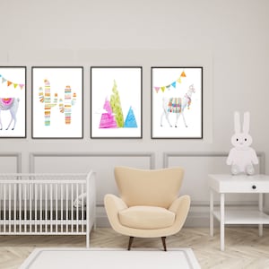 Llama Gift print set, Set of 4 Printable,Alpaca art prints,nursery room art set,Printable alpaca,Llama Dorm art,Cute art prints,llama lover