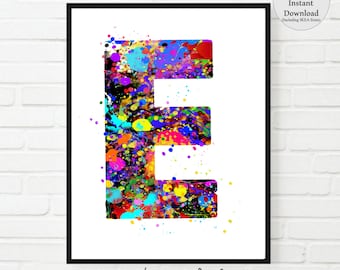 Buchstabe E Wohnheim Dekor, Buchstabe Kunst, Buchstabe E Druck, DRUCKBAR, Buchstabe E Aquarell, Buchstabe E Kinderzimmer, Buchstabe E Monogramm, Buchstabe E Initial, E