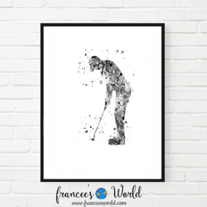 Golf picture, Golf gift, Golf Printable, Golf Gift, black and white golf, golf poster,Golf Watercolor,Golf Poster,Golf Decor, men golf print
