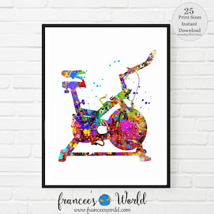 Exercise  bike Print bicycle stationary bike PRINTABLE workout room art gym art printable art bike woman exercise bike home gym artwall art