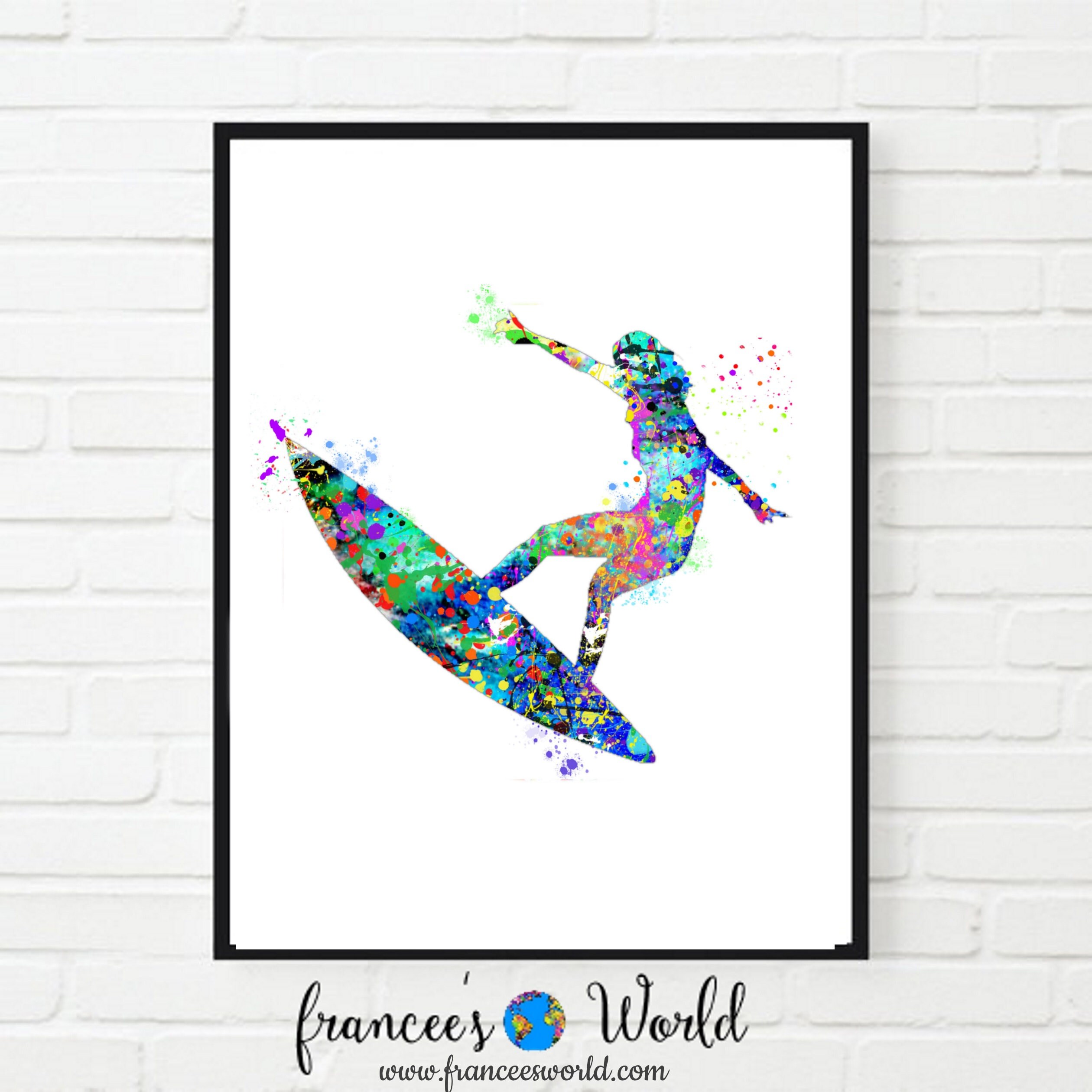 Surfer Print Surfer PRINTABLE Girl Surfer Artsurfer Etsy