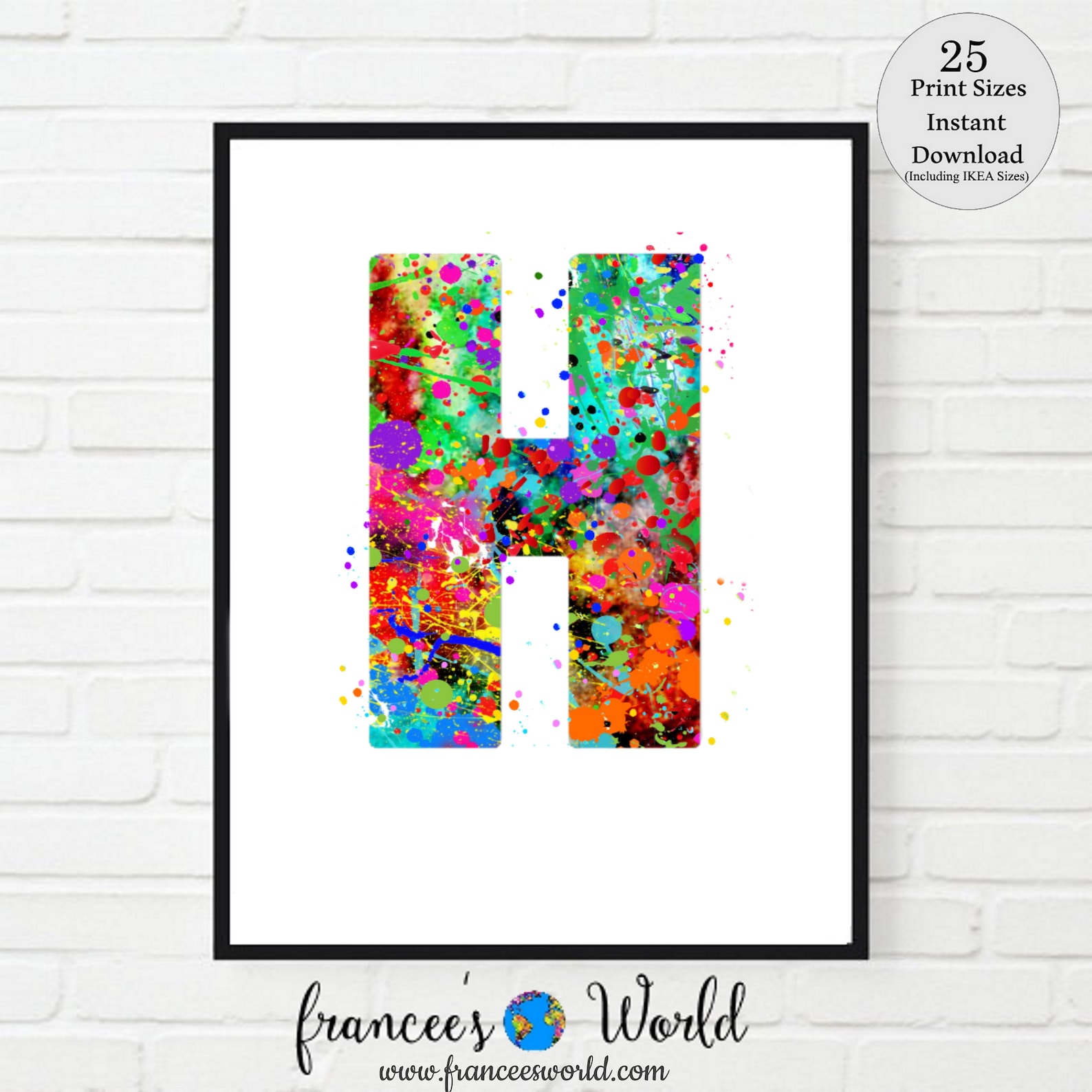 Letter H Wall Decor Letter Art Letter H Print PRINTABLE Etsy