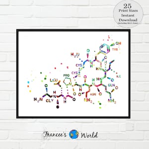 Oxytocin Molecule Print Medical Art Love Molecule Love Symbol Dorm Art Oxycotin PRINTABLE Science Art  Chemistry Science Decor chemist art
