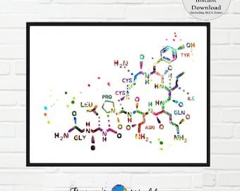 Oxytocin Molecule Print Medical Art Love Molecule Love Symbol Wall Art Oxycotin PRINTABLE Science Art  Chemistry Science Decor chemist art