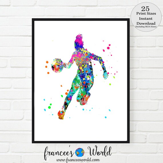 Girl Basketball gift Basketball PRINTABLE Art, girl basketball wall decor girl Basketball poster basketball party Girl Basketball picture Il_570xn