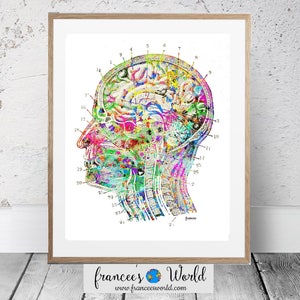 Vintage Brain Art, Anatomy Print, Brain  Printable, Medical Dorm Art Digital Medical Illustrations Brain Surgeon Art Doctor Gift Anatomy Art