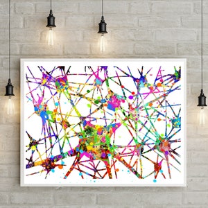 Neural Network Watercolor Print Abstract Medical Art Printable Science ...
