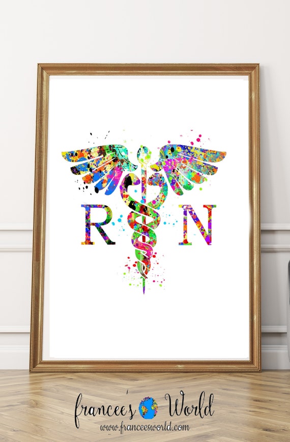 Caduceus Medical Symbol Nurse Gift Medical Symbol Art Watercolor