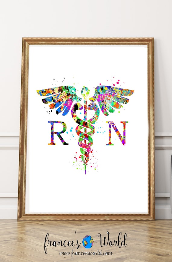 Caduceus Medical Symbol Nurse T Medical Symbol Art Watercolor