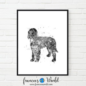 Golden Doodle Dog Art,  Black and White Golden Doodle Watercolor Animal Art INSTANT DOWNLOAD Printable Digital Dog Art Home Decor Dog Lover