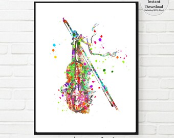 Watercolor Violin Art Print: Music Room Decor (Digital Download)