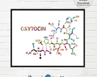 Oxytocin Molecule Print Medical Art Love Molecule Love Symbol Wall Art Oxycotin PRINTABLE Science Art  Chemistry Science Decor chemist art