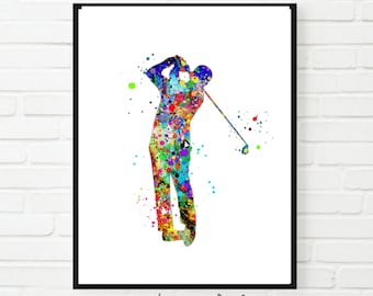 Golf Print, Man Golf Printable, Golf swing art, Golf Art,Wall Art, golf poster, Golf Watercolor, Golf Poster,Golf Decor, golf club, golfer