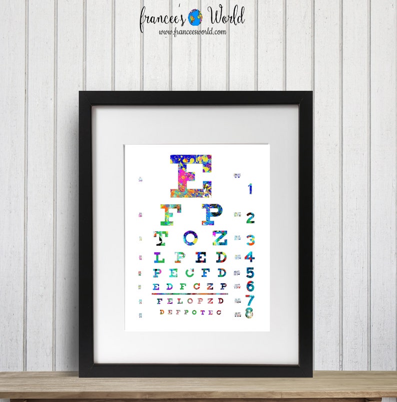 Eye Chart Print, Eye Chart, Eye Chart Art, Watercolor Eye Chart, Eye