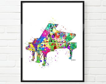 Watercolor Piano Art Print: Colorful Music Room Decor (Digital Download)