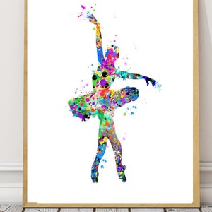 Ballerina Watercolor Painting Art Print Dorm Decor Home Decor Instant Download Printable Colorful Dancer Ballet ,digital printDorm art