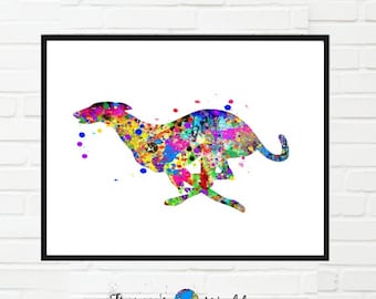 Greyhound Watercolor Print: Running Dog Dorm Art (Digital Download)