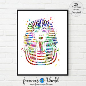 King Tut Print king tut printable Egyptian print King Tutankhamun tut wall decor Egyptian Decor Egypt poster Egyptian watercolor Pharaoh art image 1