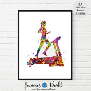 Treadmill Print walker print gym equipment, woman INSTANT DOWNLOAD workout room art gym art  tread mill exercise home gym art, exercise room