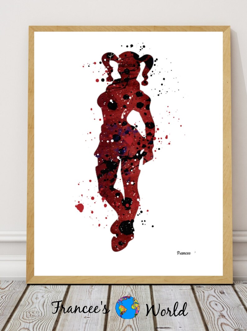 Harley Quinn Gift Idea Joker Watercolor Print Harley Quinn Art Etsy