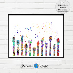 Guitar necks Art Printable Watercolor Art Music Art Home Decor Music store,Musician Art Guitar Player Gift Music Room Art, guitar poster,