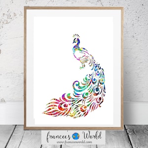 Peacock watercolor PRINTABLE peacock print peacock art peacock poster home decor Dorm art Peacock picture colorful picture peacock decor