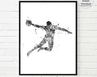Water Polo Art Print, Watercolor Sports Decor, Teen Room Wall Art (Digital Download)