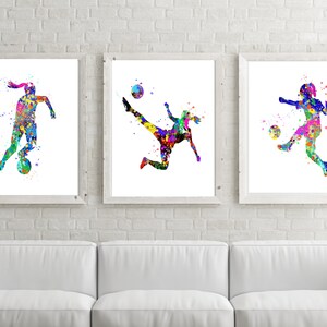 Soccer Printable, Girl Soccer Poster, Soccer Watercolor, Girl Soccer ...