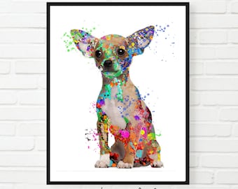 Watercolor Chihuahua Art Print: Colorful Dog Poster (Digital Download)