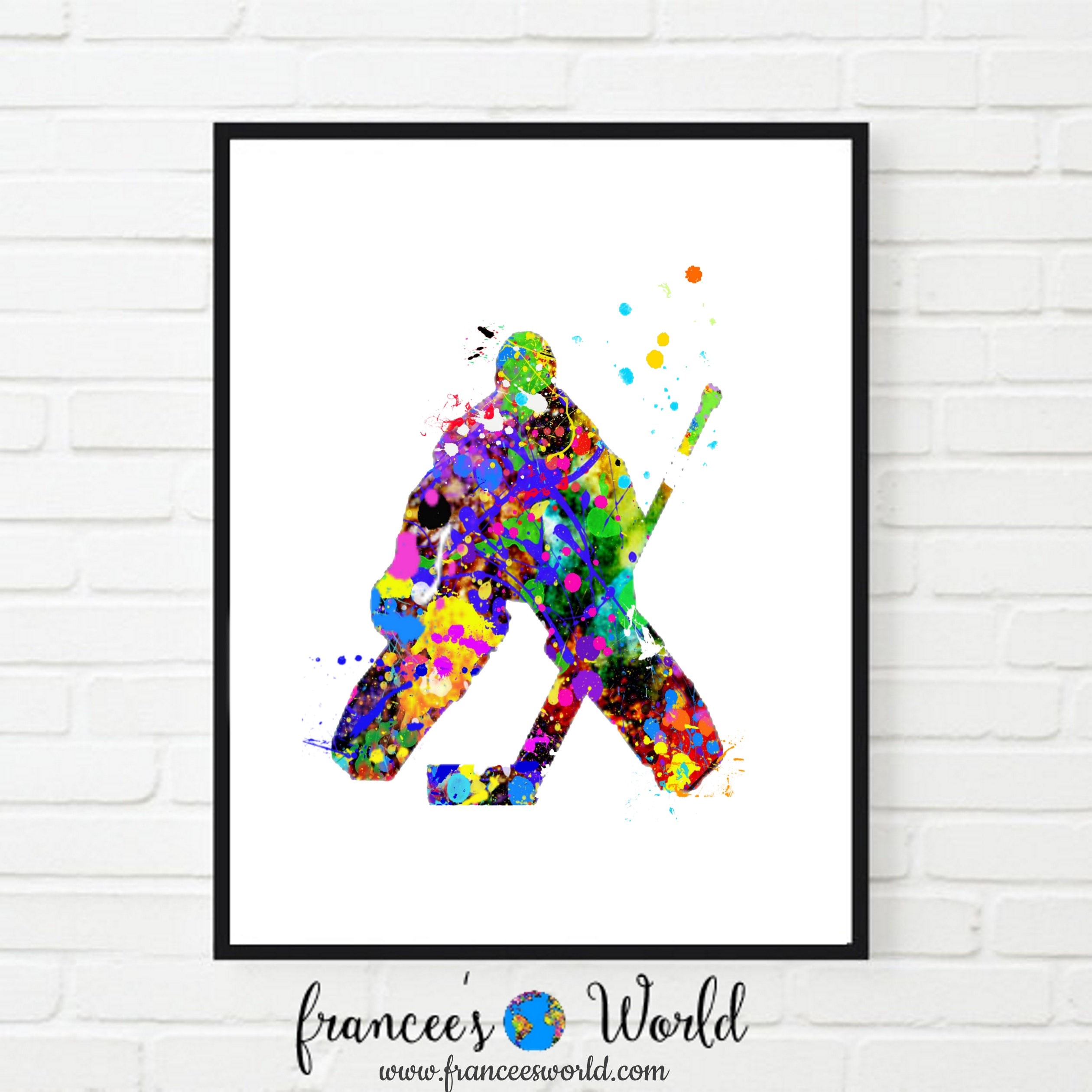 Ice Hockey  Goalie PRINTABLE, Ice Hockey gift,boy Ice Hockey Art,ice hockey decor, Hockey Picture,ice hockey party, hockey stick, ice hockey