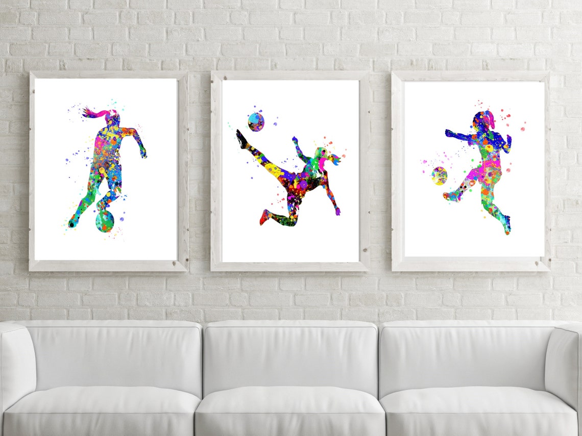Soccer Prints Soccer Girl Art Set of 12 Prints Soccer Wall Etsy