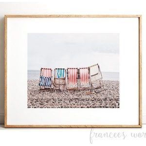 Beach Chairs print, Beach PRINTABLE art, Ocean print, Nautical Dorm decor, coastal decor ,Instant Dorm art, Boho Dorm decor, Beach decor