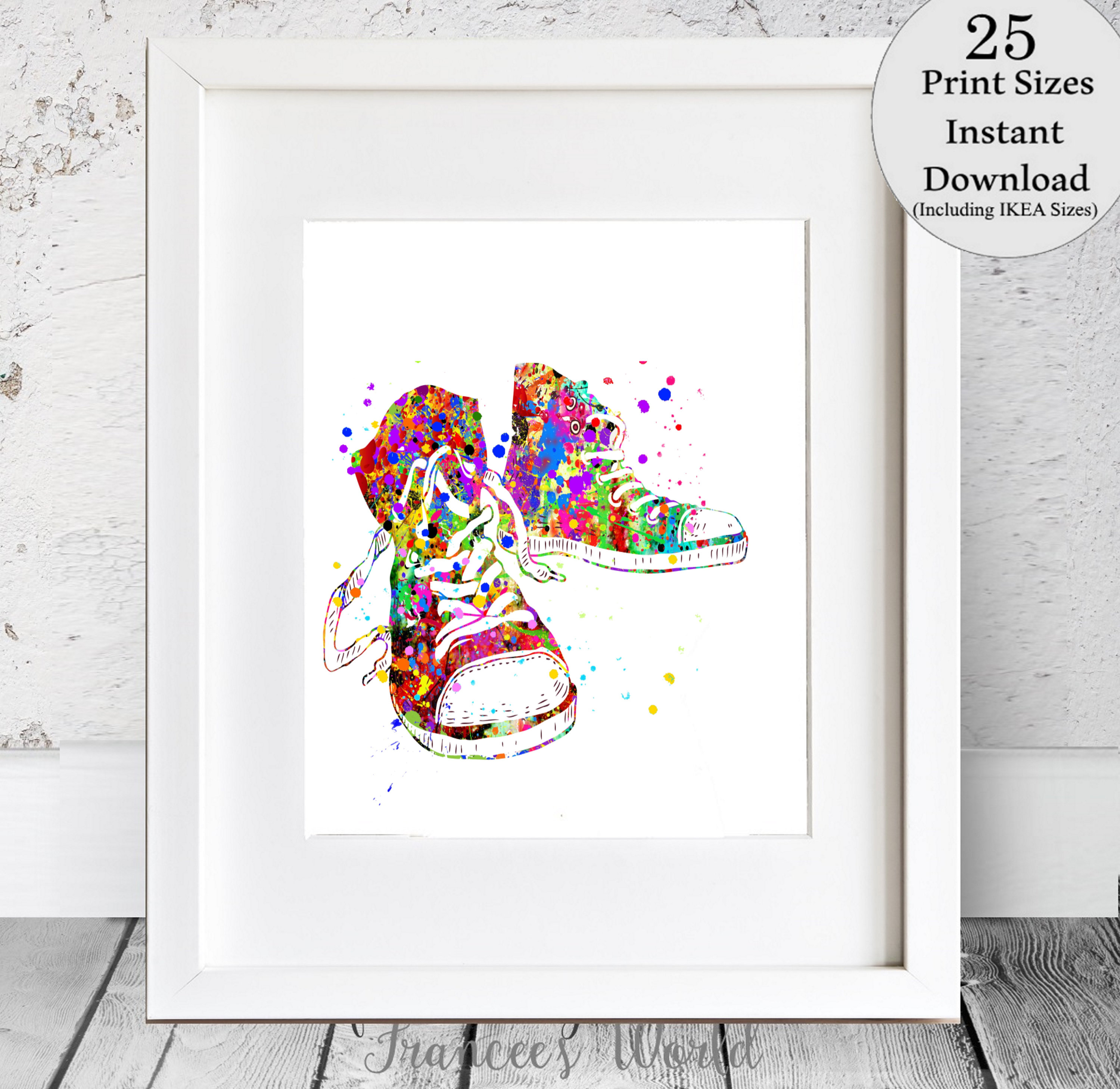 Tennis Shoes Print Sport Shoes Art Tennis Shoe Art Etsy
