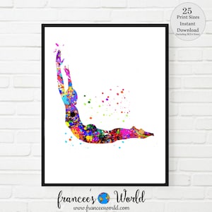 Pilates Print, Pilates Dorm Art Pilates Gift Art, Pilates Poster, Pilates Watercolor, PRINTABLE, Pilates positions, Pilates studio Decor