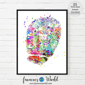 Fingerprint watercolor, fingerprint print, PRINTABLE, fingerprint art, fingerprint Dorm decor, finger art, INSTANT DOWNLOAD, finger print