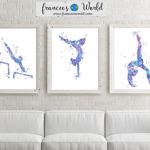 Gymnastics Gift Prints,pink and Blue, Gymnast Watercolor,Gymnastics Art, Gymnastic Printable, Gymnastic Printable Art, Gymnastic, Gymnast